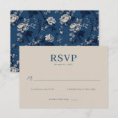 Elegant Navy RSVP Card (正面/裏面)