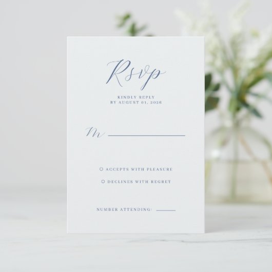Elegant Navy RSVP Card (スタンド正面)
