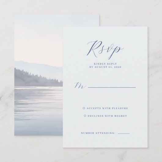 Elegant Navy RSVP Card (正面/裏面)