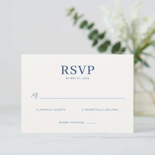 Elegant Navy RSVP Card (スタンド正面)