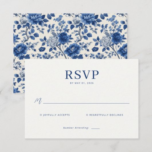 Elegant Navy RSVP Card (正面/裏面)