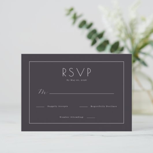 Elegant Navy RSVP Card (スタンド正面)