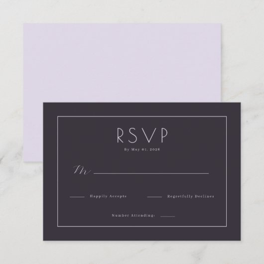 Elegant Navy RSVP Card (正面/裏面)