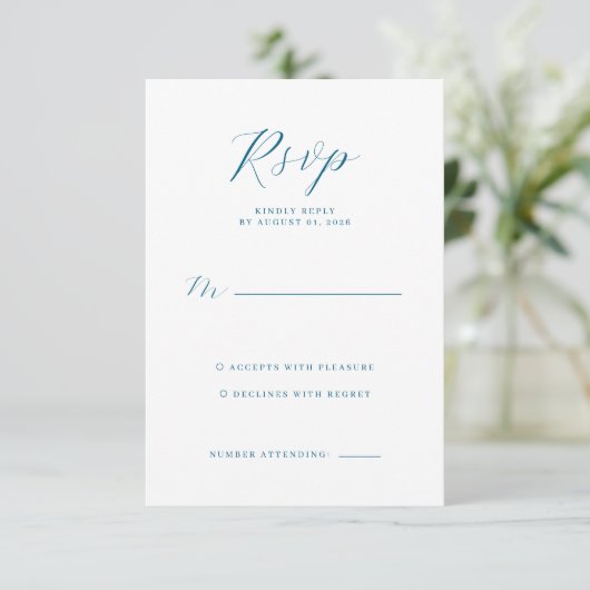 Elegant Navy RSVP Card (スタンド正面)