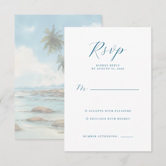 Elegant Navy RSVP Card (正面/裏面)