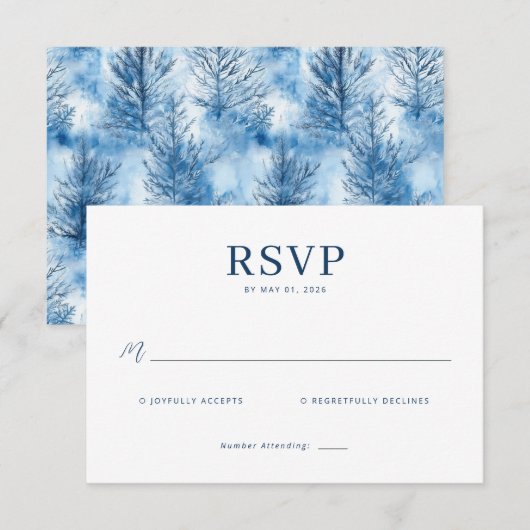 Elegant Navy RSVP Card (正面/裏面)