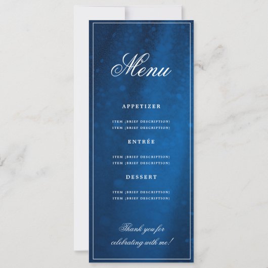 Elegant Navy Sparkle 16th Birthday Program Menu 招待状 (裏面)