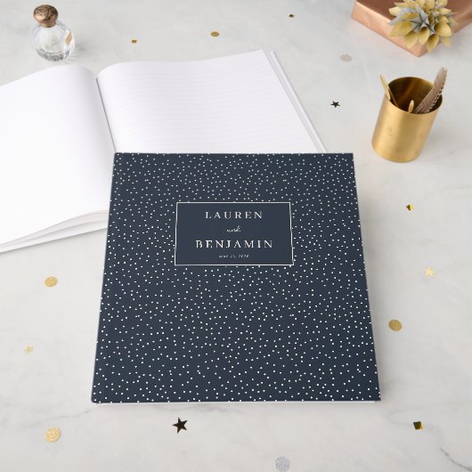 Elegant Navy Starry Night ゲストブック (正面見開き)