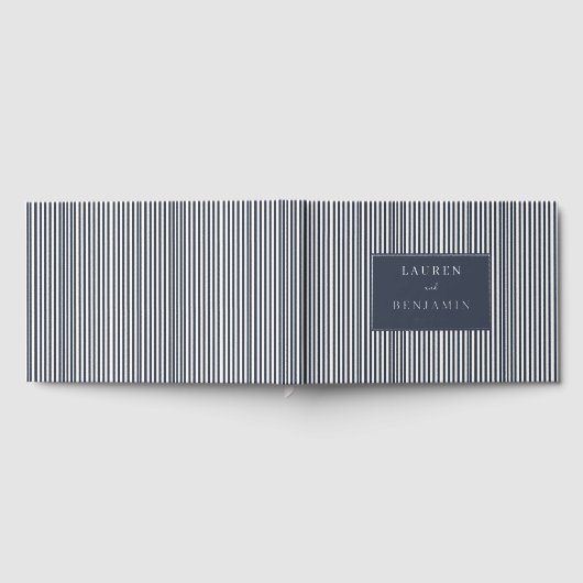 Elegant Navy Striped Rectangle ゲストブック (全面)