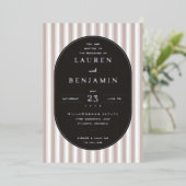 Elegant Navy Striped Wedding Invitation 箔招待状 (立ち正面)