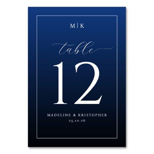 Elegant Navy Table Number テーブルナンバー (正面)