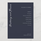 Elegant Navy Wedding Ceremony Program プログラム (正面)