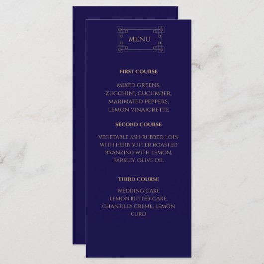Elegant Navy wedding Menu メニュー (正面/裏面)