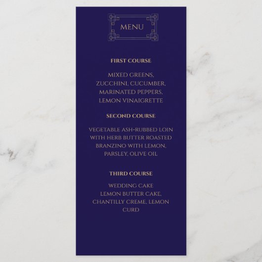 Elegant Navy wedding Menu メニュー (正面)