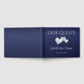 Elegant Navy With Hearts Guest Book ゲストブック (全面)