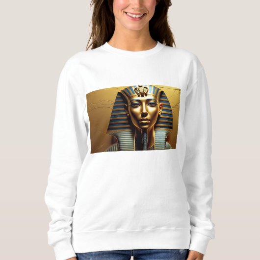  Elegant Nefertiti Pharaoh Line Art – Women's Egyp スウェットシャツ (正面)