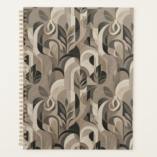 Elegant Neutral Abstract Geometric Notebook  プランナー手帳 (正面)