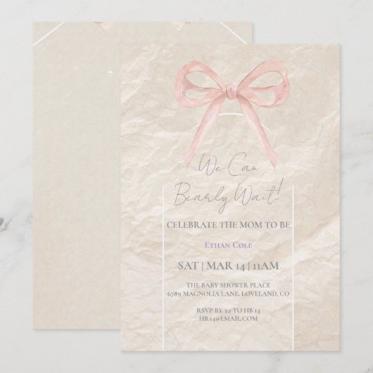 Elegant Neutral Baby Shower Invitation – Minimalis (正面/裏面)