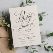 Elegant neutral beige brown baby shower 招待状