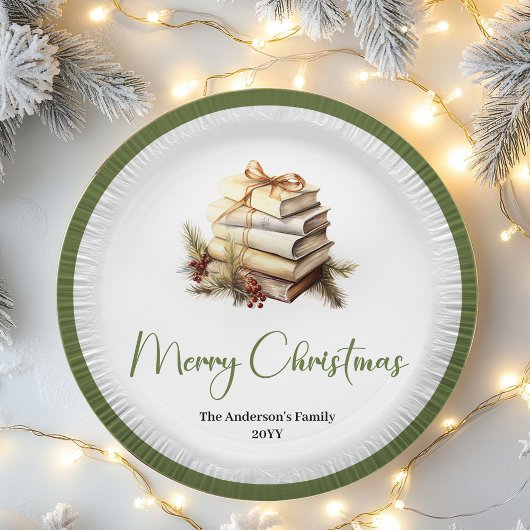 Elegant Neutral Christmas Book Holiday Table Decor ペーパープレート