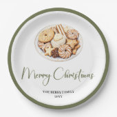 Elegant Neutral Christmas Personalized Family Plat ペーパープレート (正面)