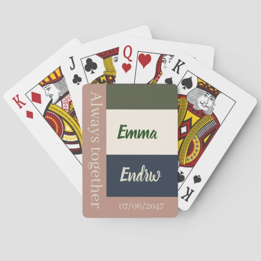 Elegant Neutral Color Wedding /Personalized Couple トランプ (裏面)