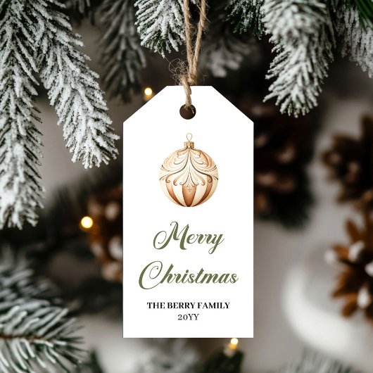 Elegant Neutral Editable Christmas Bauble Gift Tag ギフトタグ