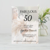 Elegant Neutral Fabulous 50 Photo Birthday Party 招待状 (スタンド正面)