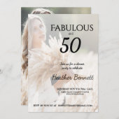 Elegant Neutral Fabulous 50 Photo Birthday Party 招待状 (正面/裏面)