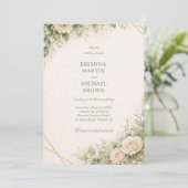 Elegant Neutral Floral Greenery 招待状 (スタンド正面)