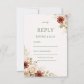 Elegant Neutral Floral Guest 出欠カード (正面)