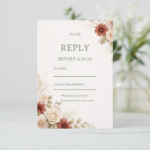 Elegant Neutral Floral Guest 出欠カード (スタンド正面)