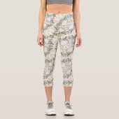 Elegant Neutral Floral Pattern カプリレギンス (正面)
