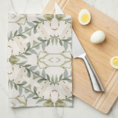 Elegant Neutral Floral Pattern キッチンタオル (四つ折り)