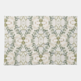 Elegant Neutral Floral Pattern キッチンタオル