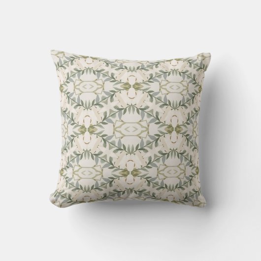 Elegant Neutral Floral Pattern クッション (正面)