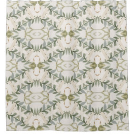 Elegant Neutral Floral Pattern シャワーカーテン