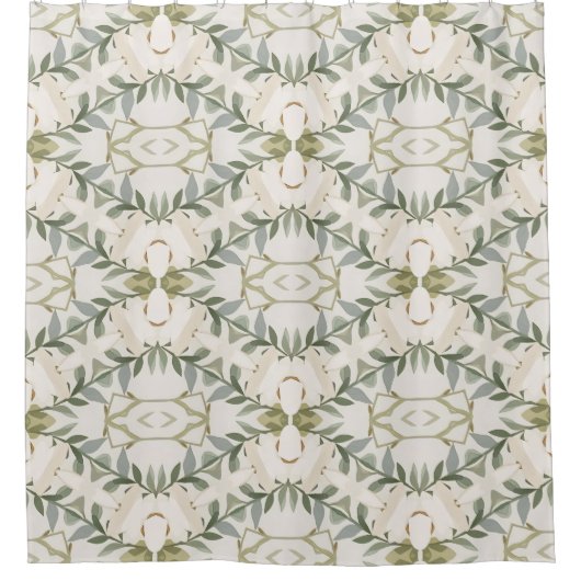 Elegant Neutral Floral Pattern シャワーカーテン (正面)