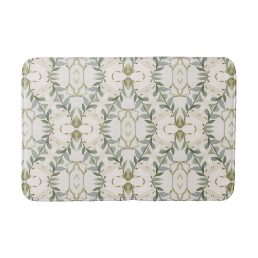 Elegant Neutral Floral Pattern バスマット (正面)