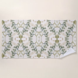 Elegant Neutral Floral Pattern ビーチタオル
