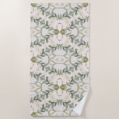 Elegant Neutral Floral Pattern ビーチタオル (正面)