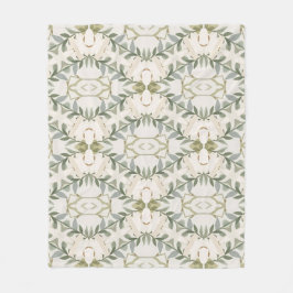 Elegant Neutral Floral Pattern フリースブランケット