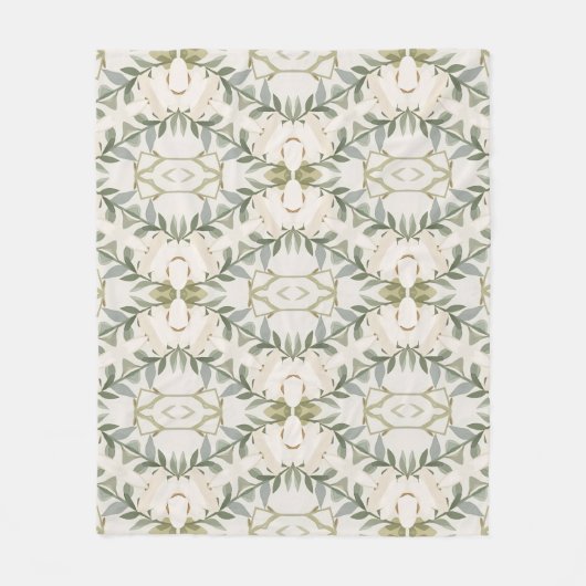 Elegant Neutral Floral Pattern フリースブランケット (正面)