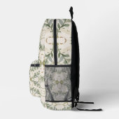 Elegant Neutral Floral Pattern プリントバックパック (右)