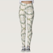 Elegant Neutral Floral Pattern レギンス (正面)