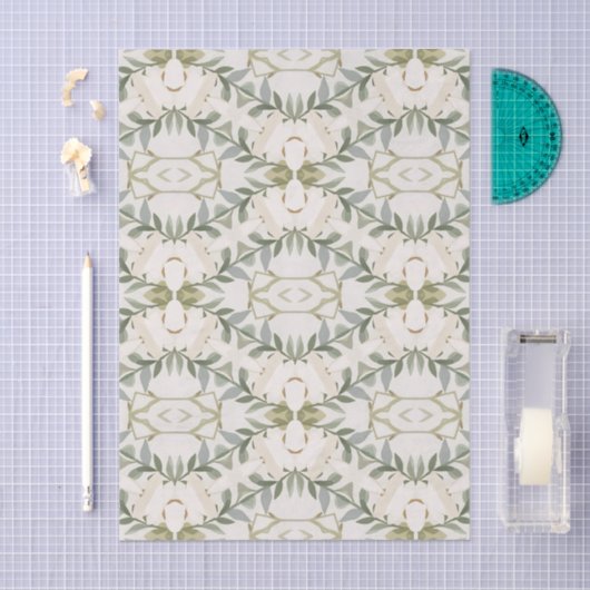 Elegant Neutral Floral Pattern 薄葉紙 (クラフト)