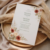 Elegant Neutral Floral Rust 招待状
