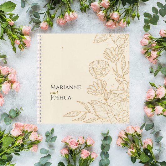 Elegant Neutral Floral Wedding Guest Book ノートブック