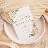 Elegant Neutral Floral Wedding Invitation 招待状