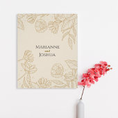 Elegant Neutral Floral Wedding Poster ポスター